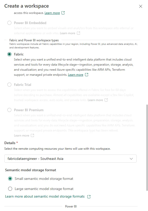 Selecting the Fabric capacity license mode