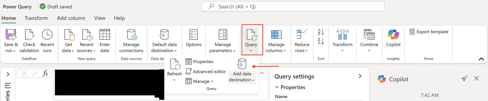 Adding a data destination