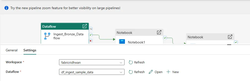 Configuring the Dataflow activity